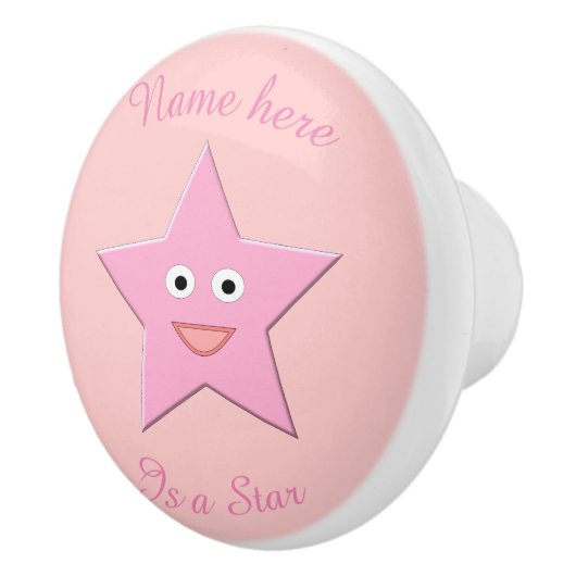 ピンクかわいらしスターカスタムセラミックノブ セラミックノブ (右)