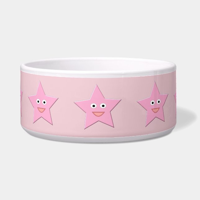 ピンクかわいらしスターペットボウル ボウル (正面)
