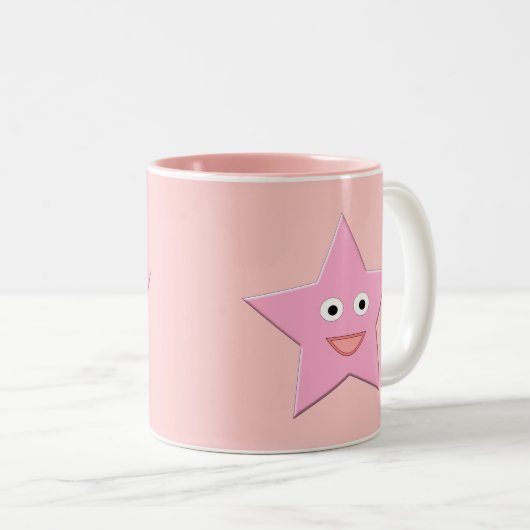 ピンクかわいらしスターマグ ツートーンマグカップ (正面右)