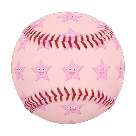ピンクかわいらしスター野球 野球ボール (正面)