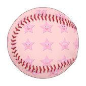 ピンクかわいらしスター野球 野球ボール (正面左)