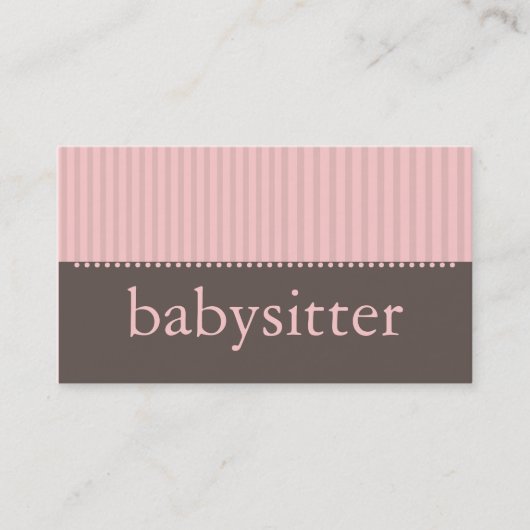 ピンクかわいらしストライプズベビーシッティング名刺 名刺 (正面)