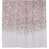 ピンクかわいらしスパークリー赤面グリッターシャワーカーテン シャワーカーテン (正面)