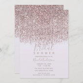 ピンクかわいらしスパークリー赤面グリッターブライダルシャワー 招待状 (正面/裏面)