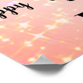 ピンクかわいらしスパークル40歳の誕生日の名前 ポスター (角)