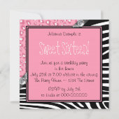 ピンクかわいらしゼブラとヒョウ甘い16パーティー 招待状 (裏面)