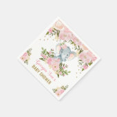 ピンクかわいらしゾウ/水フェミニン色フローラ スタンダードカクテルナプキン (角)