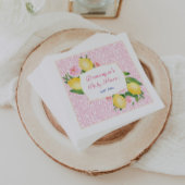 ピンクかわいらしタイルレモン女の子ベビーシャワーパーティー スタンダードランチョンナプキン