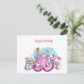 ピンクかわいらしタコ ポストカード (スタンド正面)