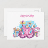 ピンクかわいらしタコ ポストカード (正面/裏面)