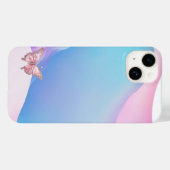 ピンクかわいらしダイヤモンドバタフライiPhone 14ケース Case-Mate iPhoneケース (裏面 (横))