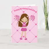 ピンクかわいらしチアリーダーパーソナライズされた誕生日女の子 カード (正面)