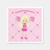 ピンクかわいらしチアリーダー女子カスタム誕生日パーティー スタンダードカクテルナプキン (正面)