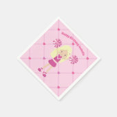 ピンクかわいらしチアリーダー女子カスタム誕生日パーティー スタンダードカクテルナプキン (角)