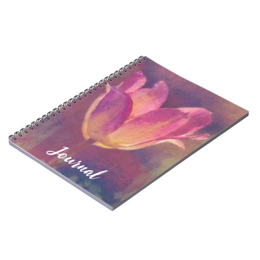 ピンクかわいらしチューリップアートフラワージャーナル ノートブック (左側)