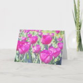 ピンクかわいらしチューリップフラワーアートノートカード カード (正面)