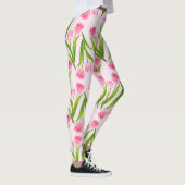 ピンクかわいらしチューリップフローラフラワーグリ葉ーンズ レギンス (右)