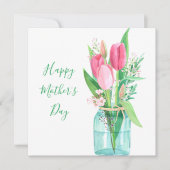 ピンクかわいらしチューリップブーケマザーズデイカード カード (正面)