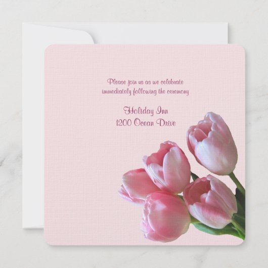 ピンクかわいらしチューリップ結婚式招待状 招待状 (裏面)