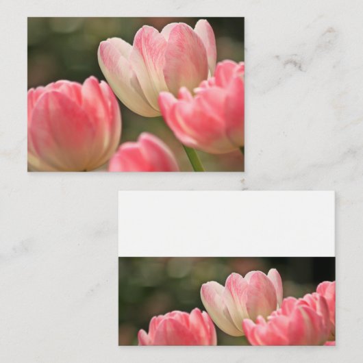 ピンクかわいらしチューリップ花の名刺 名刺 (正面/裏面)