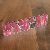 ピンクかわいらしチューリップ デスクネームプレート (側面)