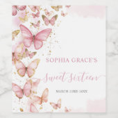 ピンクかわいらしチョウチョウ甘い16キンセアニェラXV 15 ワインラベル (シングルラベル)