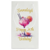 ピンクかわいらしテーマカクテル30歳の誕生日 スモールペーパーバッグ (裏面)