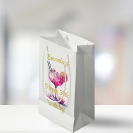 ピンクかわいらしテーマカクテル30歳の誕生日 スモールペーパーバッグ