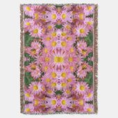 ピンクかわいらしデイジーとのまわりに抽象芸術 スローブランケット (正面縦)