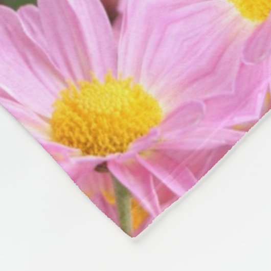 ピンクかわいらしデイジーとのまわりに抽象芸術 フリースブランケット (角)