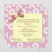 ピンクかわいらしデイジーベビーガールシャワー招待状 招待状 (正面/裏面)