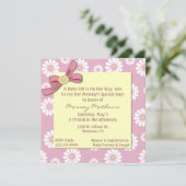 ピンクかわいらしデイジーベビーガールシャワー招待状 招待状 (スタンド正面)