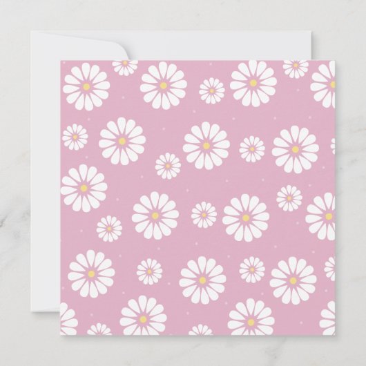 ピンクかわいらしデイジーベビーガールシャワー招待状 招待状 (裏面)