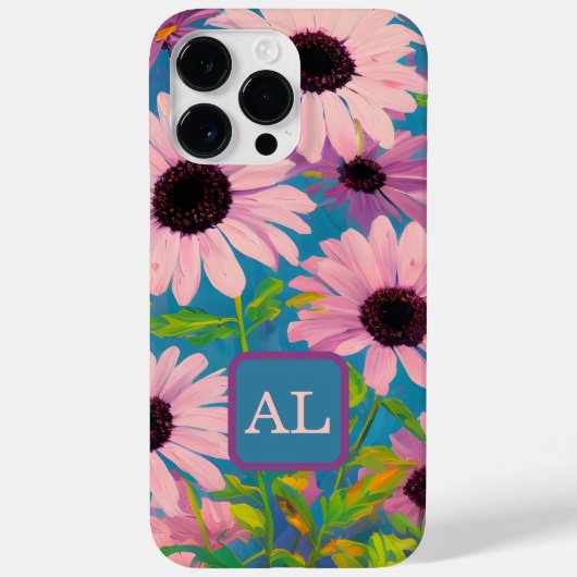 ピンクかわいらしデイジー油絵モノグラムの画 Case-Mate iPhoneケース (裏面)