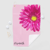 ピンクかわいらしデイジー花名前をカスタムする ゴルフタオル (インサイチュ)