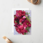 ピンクかわいらしデイジー&チューリップリース ノートカード (正面/裏面インサイチュ)