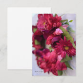 ピンクかわいらしデイジー&チューリップリース ノートカード (正面/裏面)