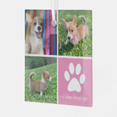 ピンクかわいらしドッグコラージュカスタムペットクリスマスプレゼント ガラスオーナメント (正面左)