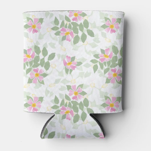 ピンクかわいらしドッグバラオンホワイトクーラーボックス 缶クーラー (正面)