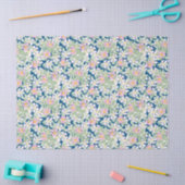 ピンクかわいらしドッグバラオン深いブルーティッシュペーパー 薄葉紙 (クラフト)