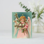 ピンクかわいらしドレスの天使 ポストカード (スタンド正面)