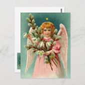 ピンクかわいらしドレスの天使 ポストカード (正面/裏面)