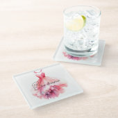 ピンクかわいらしドレスドリーマー ガラスコースター (アングル)