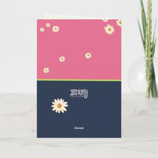 ピンクかわいらしネイビーフローラおもしろい誕生日インスピレーション カード (裏面)