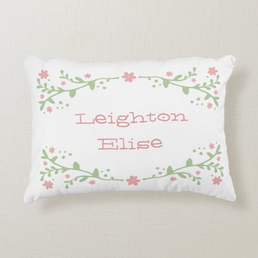 ピンクかわいらしネーム枕 アクセントクッション (正面)