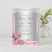ピンクかわいらしハイティーブライダルシャワー招待 招待状 (スタンド正面)