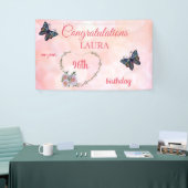 ピンクかわいらしハッピーエンド96誕生日 横断幕 (トレードショー)