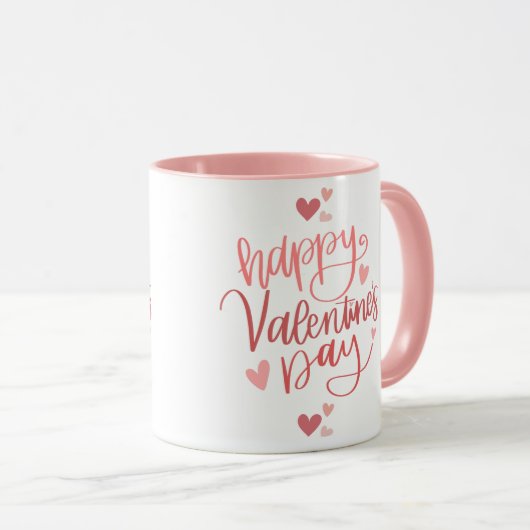 ピンクかわいらしハッピーバレンタインデーデザイン マグカップ (正面右)