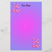 ピンクかわいらしハートの鮮やか房ピンク紫 便箋 (正面)