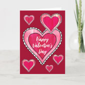 ピンクかわいらしハートハッピーバレンタインデー カード (正面)